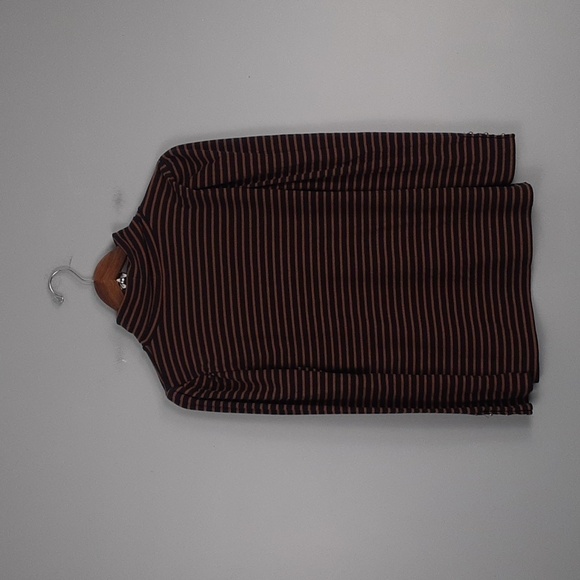 Talbots Bergen Stripe Button Long Sleeve Ribbed Turtle Neck Top - Picture 8 of 11